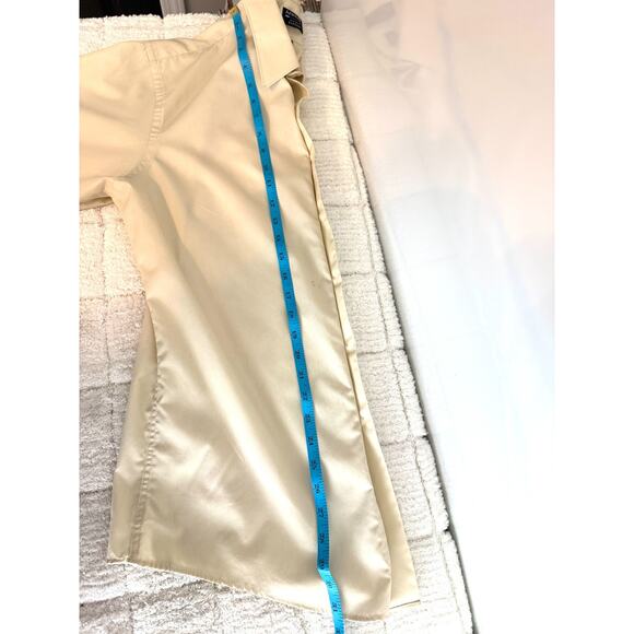 Arrow Men's Fitted Cream Button Down Long Sleeve Dress Shirt Size Medium Career - Picture 11 of 15